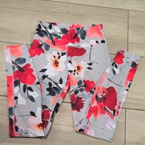Fabletics Red and Pink Floral Leggings